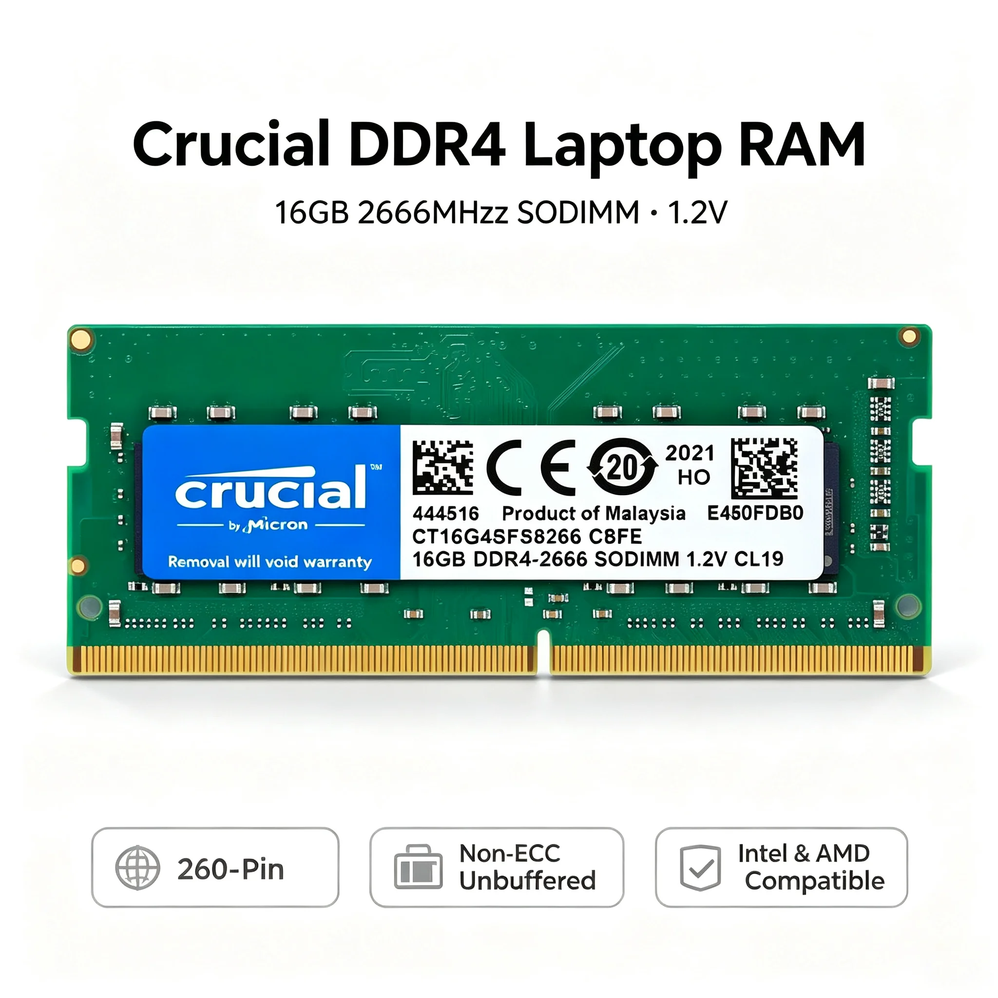 Crucial  1PCS/2PCS DDR4 Laptop - Ddr4 2400Mhz recension och pris
